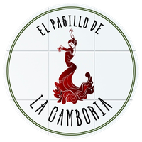 El logo de El Pasillo de la Gamboria muestra a una mujer con un vestido rojo bailando flamenco.