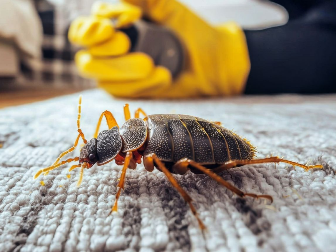 Gros plan sur une punaise de lit.