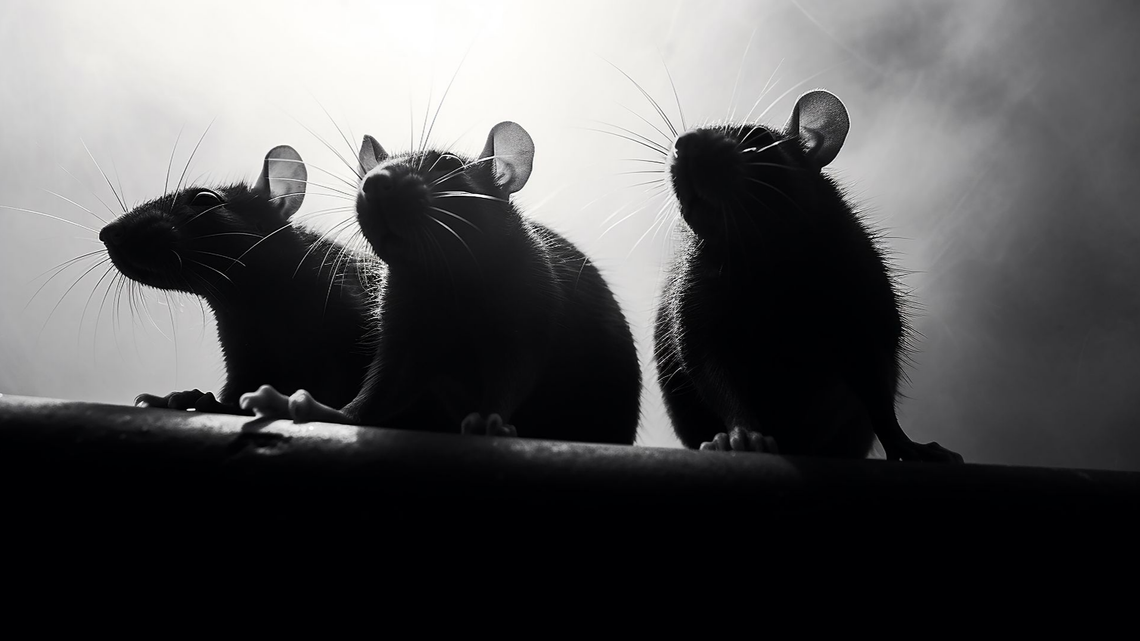 Trois rats noirs.