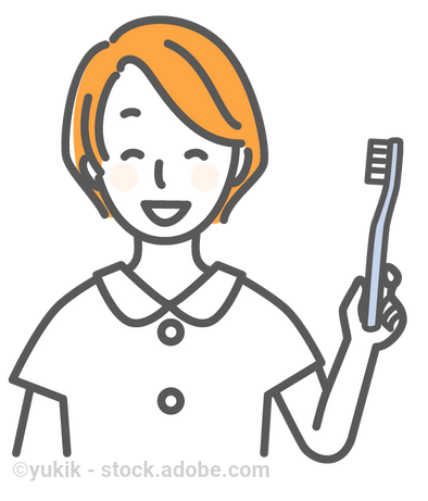 Icon Frau hält Zahnbürste