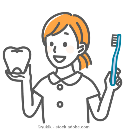 Icon Mädchen hält Zahnbürste und Zahn