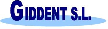 Logotipo azul &ldquo;GIDDENT SL&rdquo; sobre un fondo ovalado azul p&aacute;lido