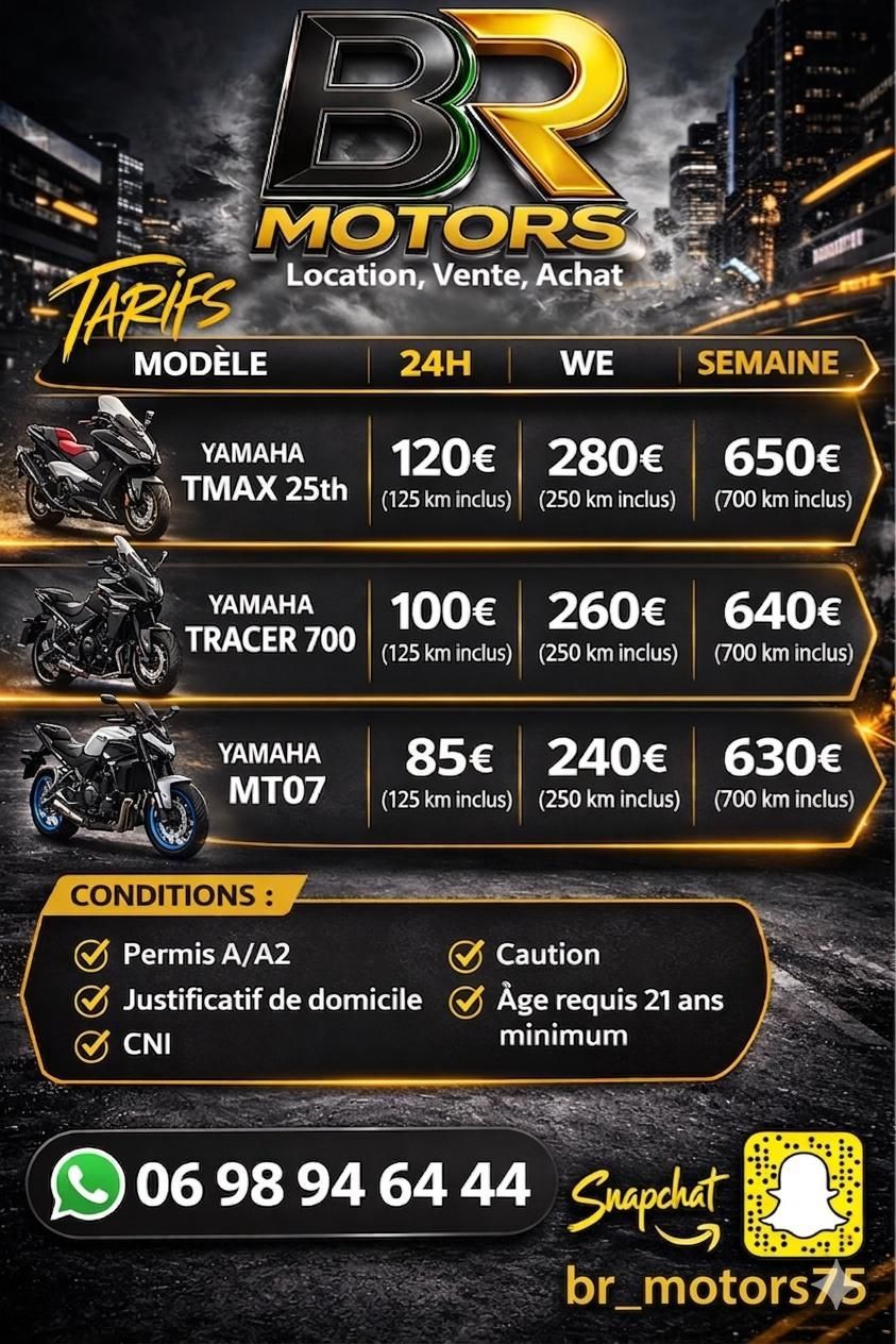 Annonce de location de scooters avec tarifs et contact.