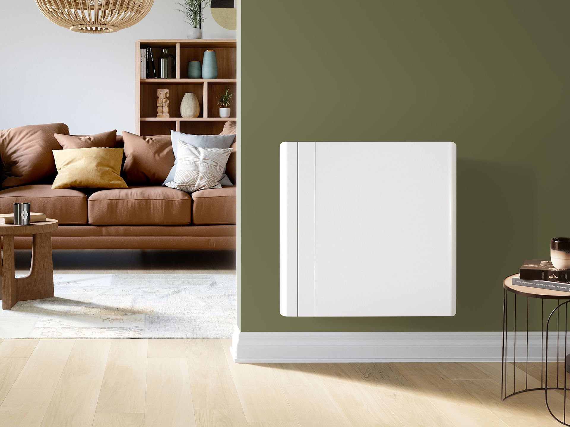 Radiateur électrique mural blanc.