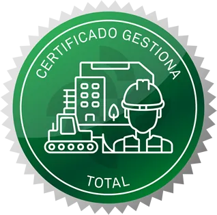 Una insignia verde que dice certificado de gestión total
