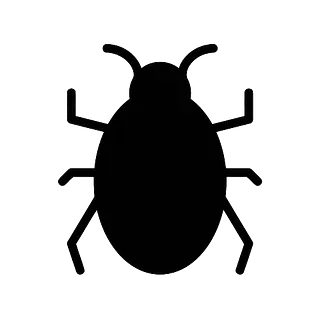 Una silueta negra de un insecto sobre un fondo blanco.