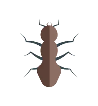 Un icono de hormiga en un estilo plano sobre un fondo blanco.
