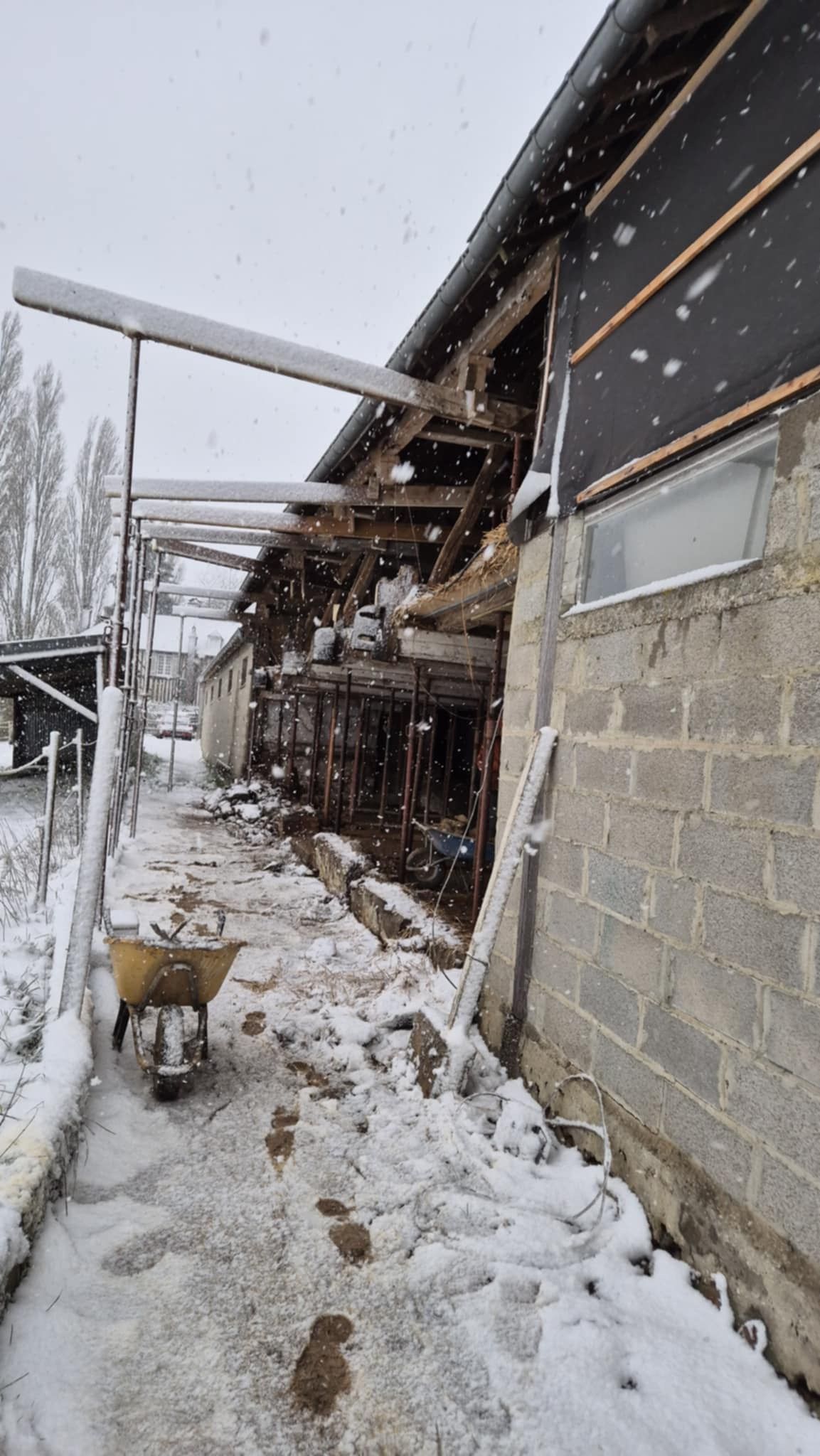 Grange sous la neige