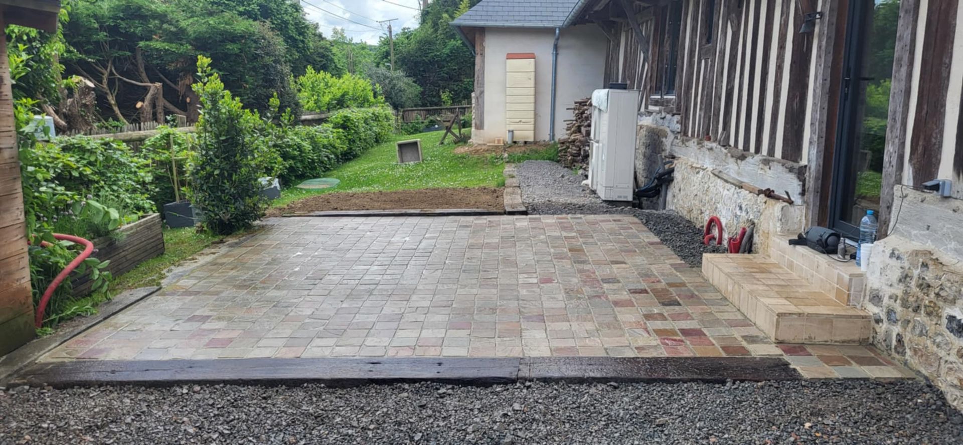 Construction d'une terrasse en pavés
