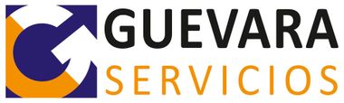 Logotipo para Guevara Servicios, que presenta un &iacute;cono "G" estilizado en azul y naranja, con el nombre en negro.