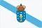 Escudo azul con una flor de lis dorada y una franja diagonal blanca, coronado y sobre un fondo blanco