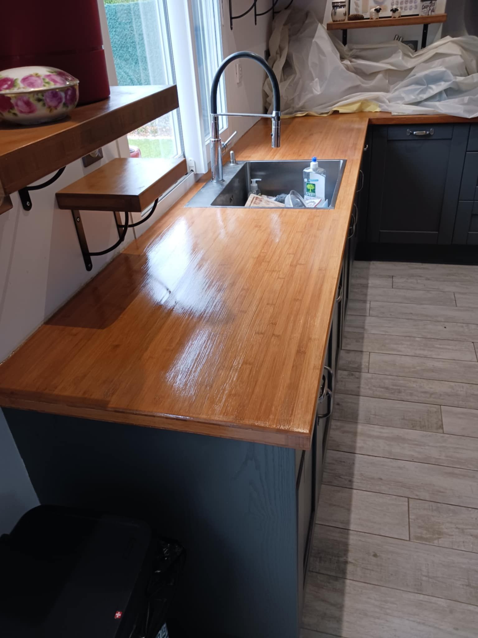 Rénovation d'un plan de travail en bois