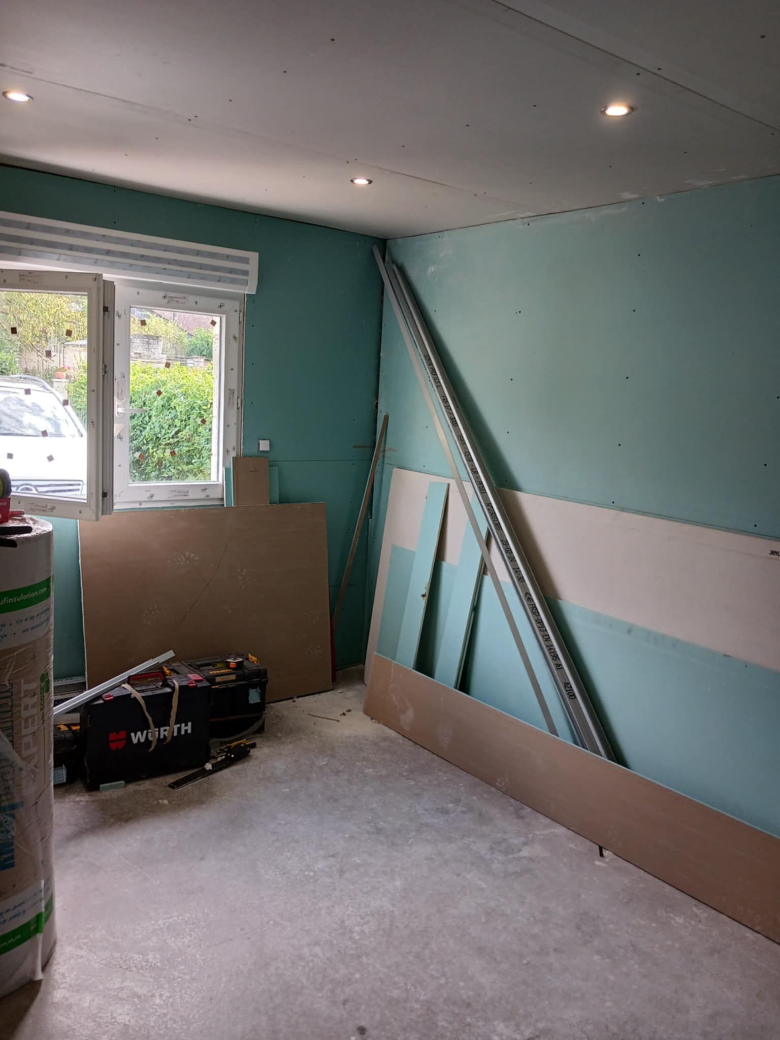 Pose de plaque de plâtre