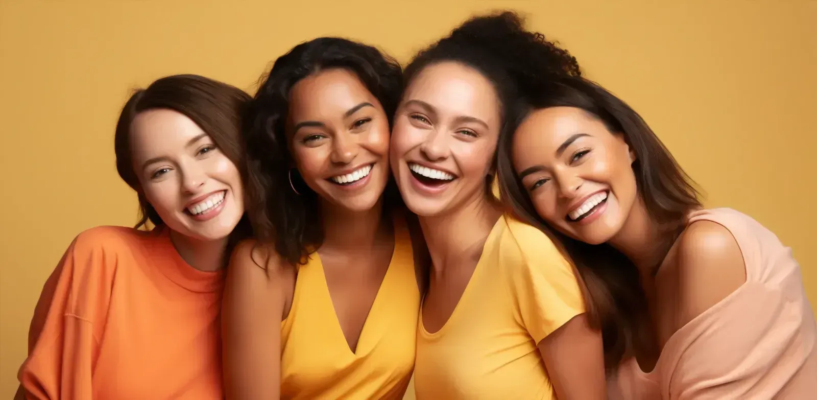 Un grupo de mujeres posan para una fotografía juntas y sonriendo.