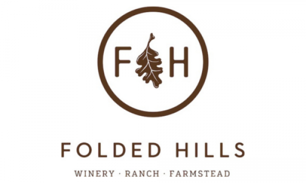 Folly Hill farm logo with FH initials and pine tree inside a brown circle, on white background
