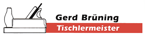 Ein Logo für Gerd Bruning Tischlermeister mit einem Flugzeug darauf