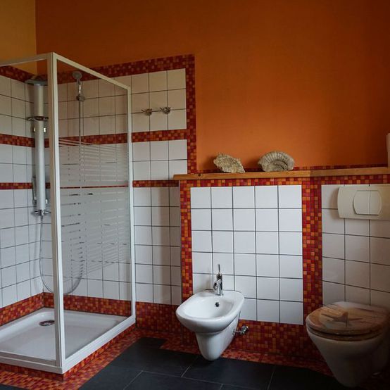 Badezimmer in der Pension Jagdschlössl