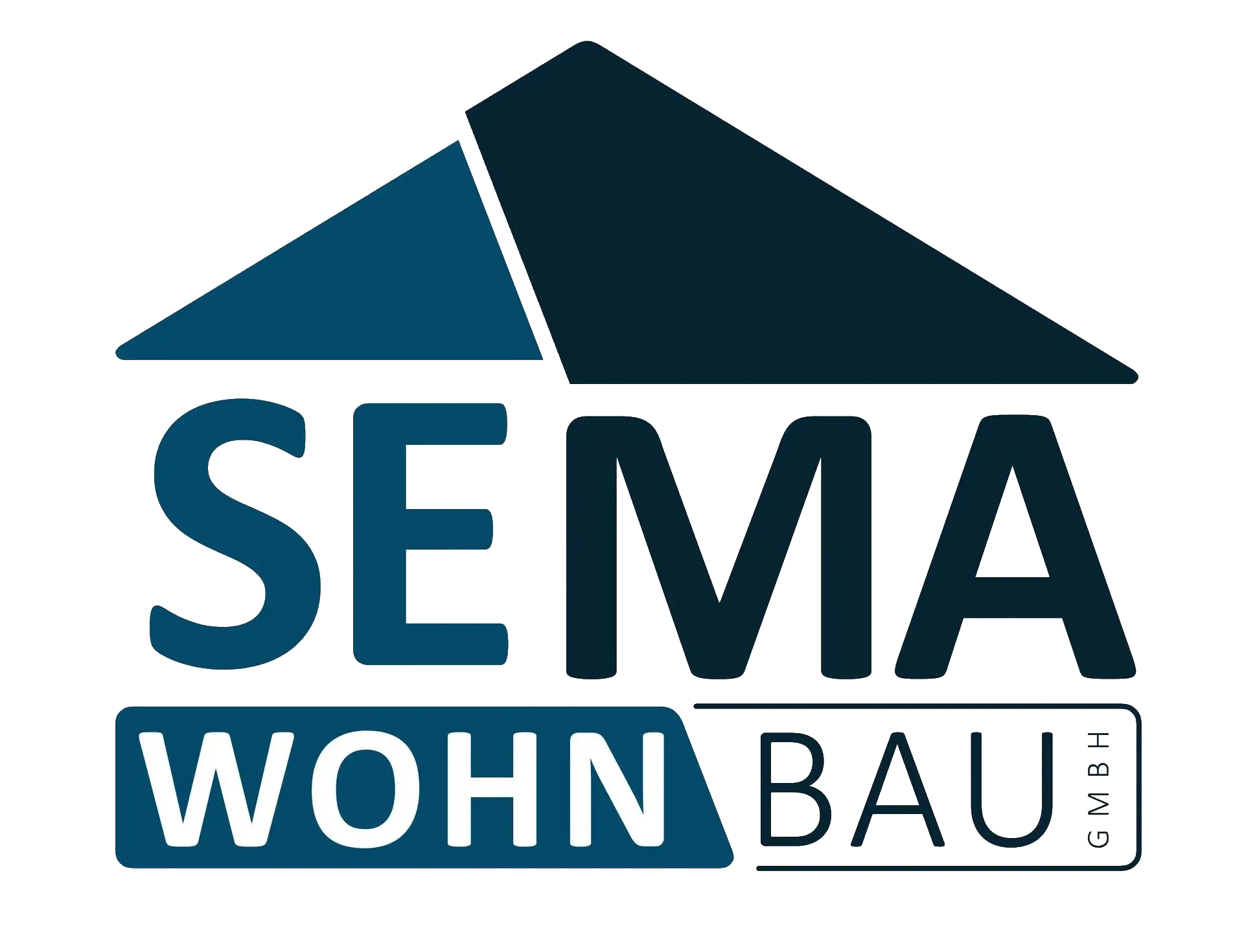 SEMA Wohnbau-Logo mit dunkelblauem Dachsymbol und Text auf weißem Hintergrund