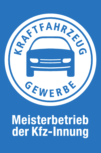 A blue circular logo for the German motor vehicle trade, featuring a car icon