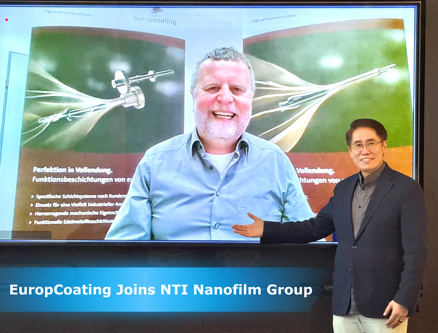 Burkhard Scholz und Dr. Shi Xu verkünden EuropCoatings Beitritt zu NTI Nanofilm – neue Partnerschaft