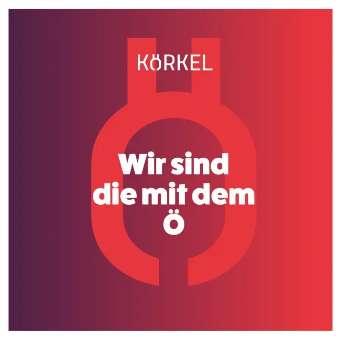 Logo: "Körkel" with stylized "ö" in red, text reads "Wir sind die mit dem ö".
