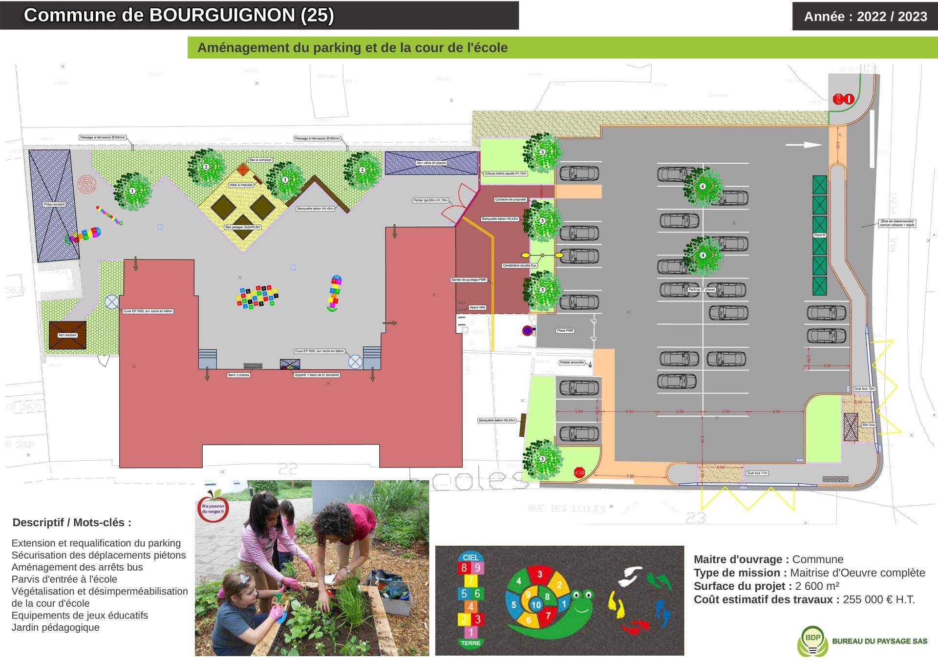 Aménagement du parking et de la cour de l'école