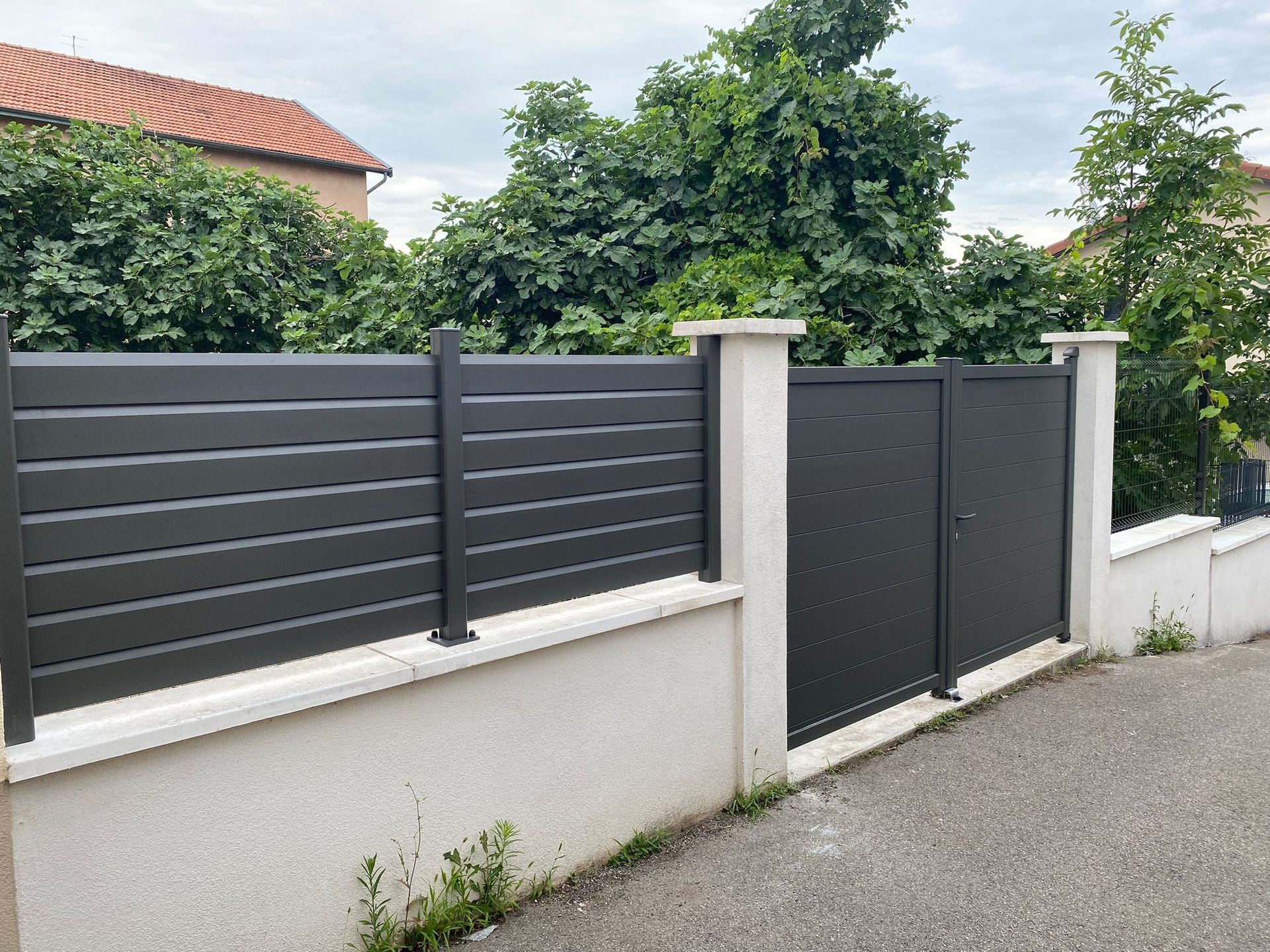 Portail et clôture noirs