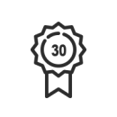 Médaille avec le chiffre « 30 » inscrit dans un cercle, avec un ruban en bas.