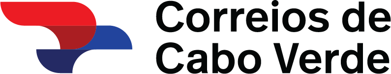 Logo of Correios de Cabo Verde: red, blue, and white design with black text.