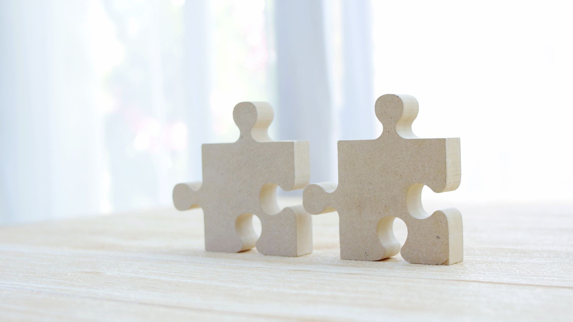 Zwei solide Puzzleteile aus Holz