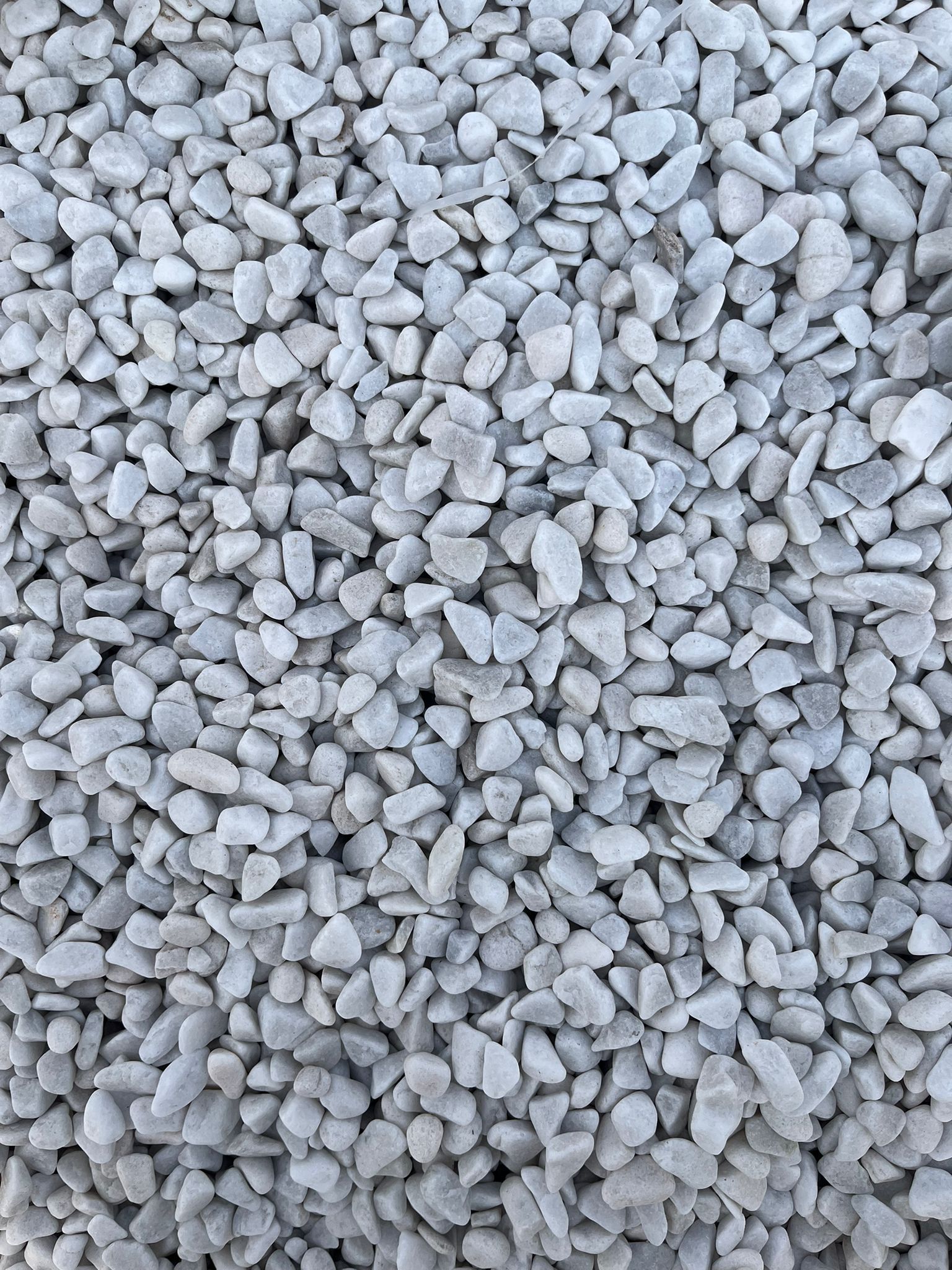 Un tas de petits graviers gris clair remplit le cadre.