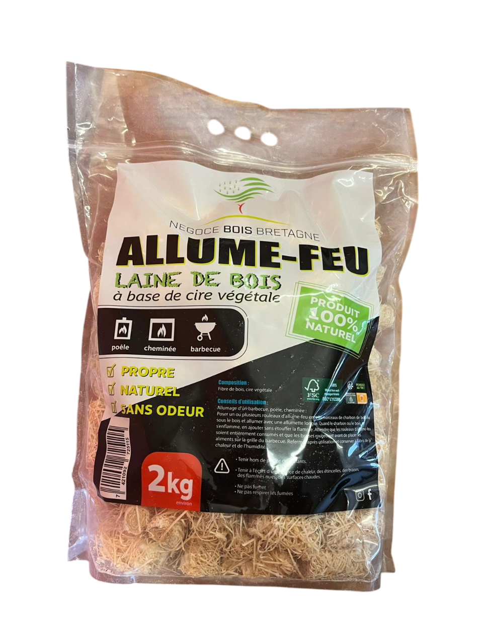 Sac d'allume-feu ALLUME-FEU, 2 kg