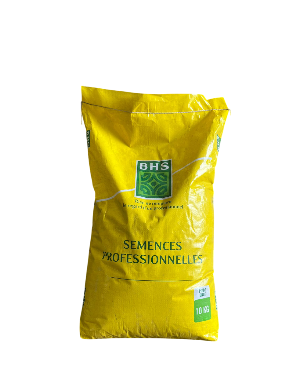 Sachet de parfum BHS jaune avec étiquette verte sur fond blanc
