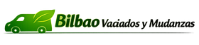 Logotipo de "Bilbao Vaciados y Mudanzas" que presenta el icono de una furgoneta verde con una hoja, sobre un fondo blanco.