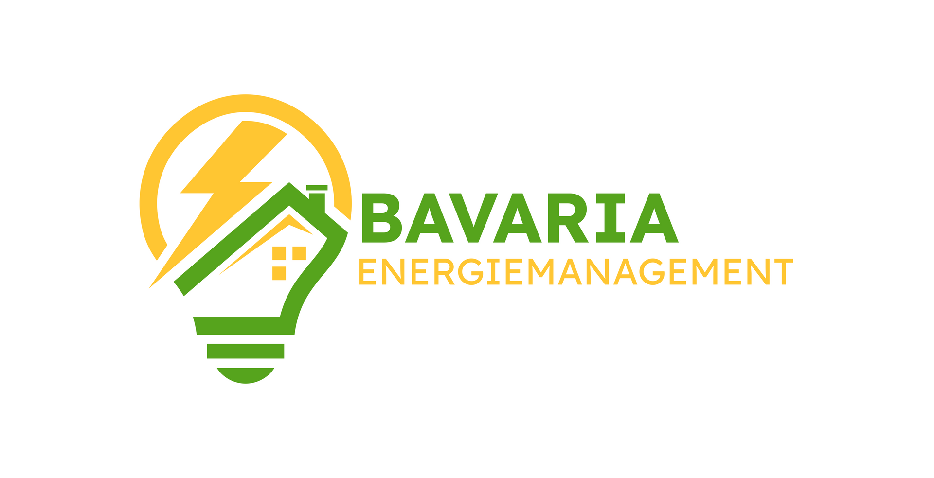 Ein Logo für Bavaria Energiemanagement mit einer Glühbirne und einem Haus.