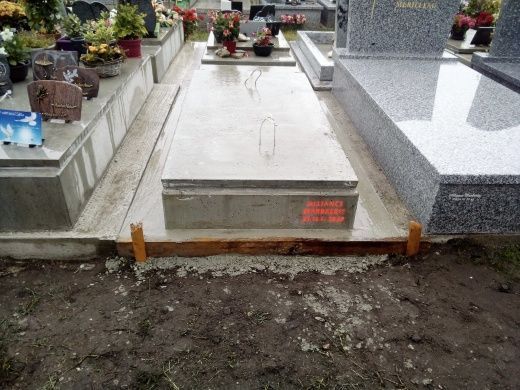 Un caveau en béton mis en terre