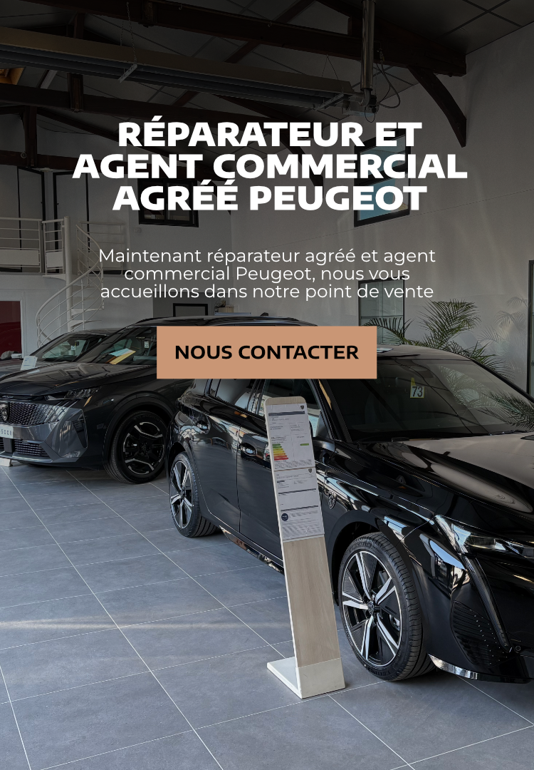 Peugeot car showroom: Réparateur et Agent Commercial Agréé Peugeot.