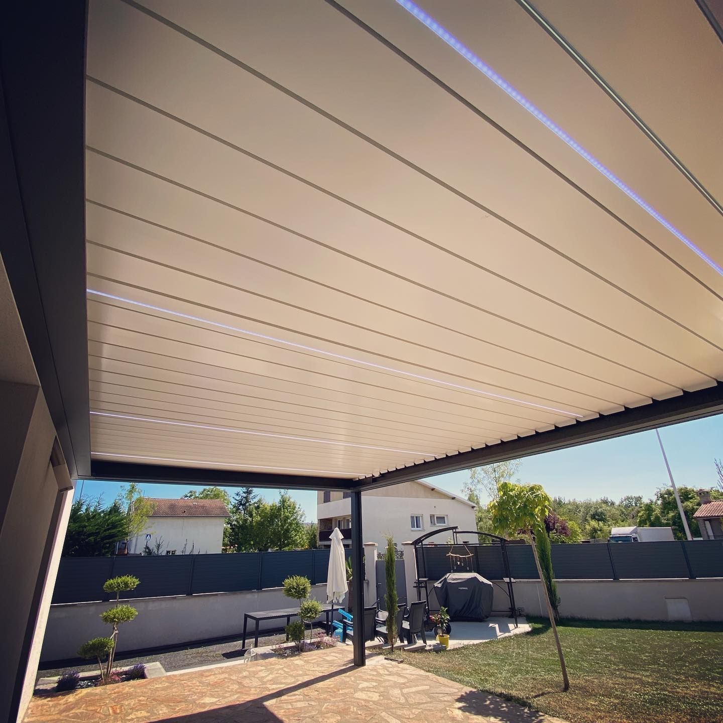 Dessous d'une pergola.