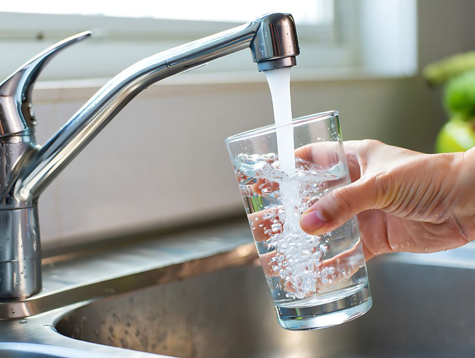 Personne qui se sert de l'eau au robinet