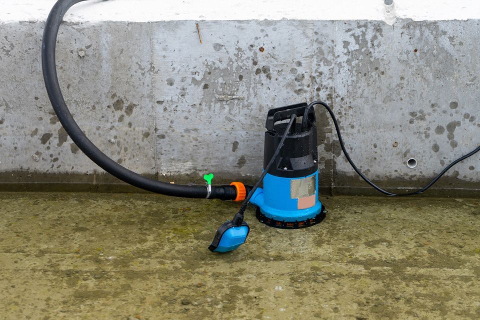 Pompe de relevage dans un bassin d'eau sale