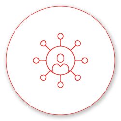 Figur umgeben von einem Netzwerk