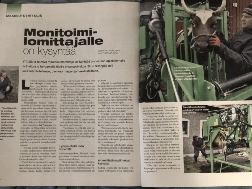 Artikelli Maaseutuyrittäjä-lehdessä