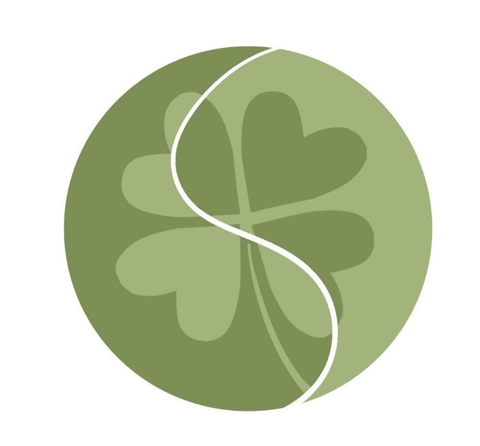 Trébol verde dentro de un círculo verde con una línea blanca curva.