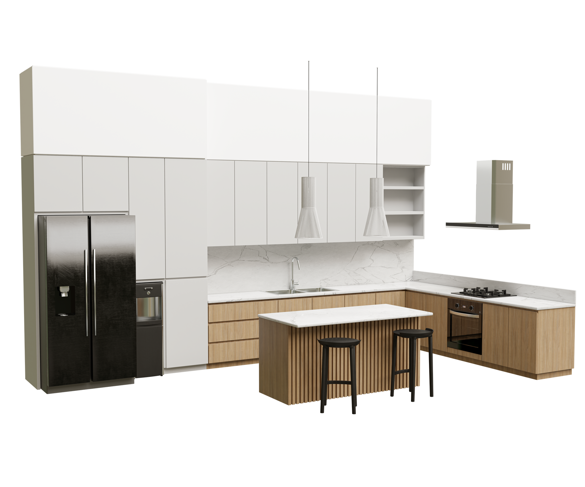 Une cuisine équipée.