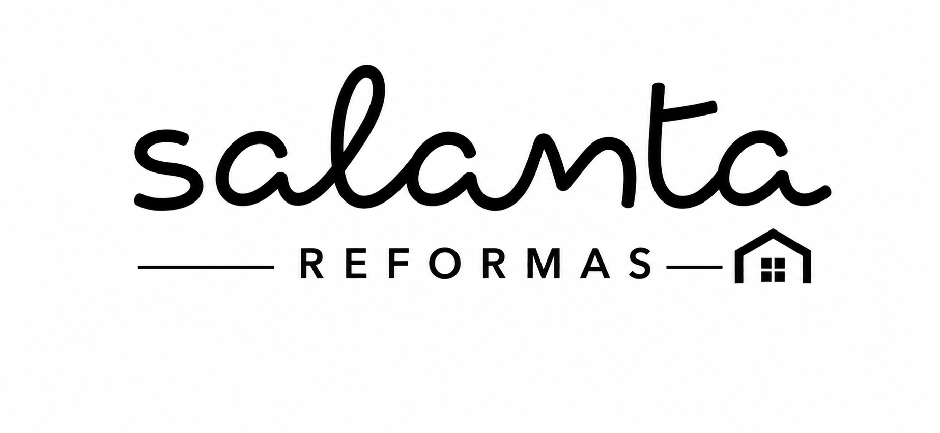 Logotipo de Salanta Reformas en texto negro con un sencillo icono de una casa sobre fondo blanco.