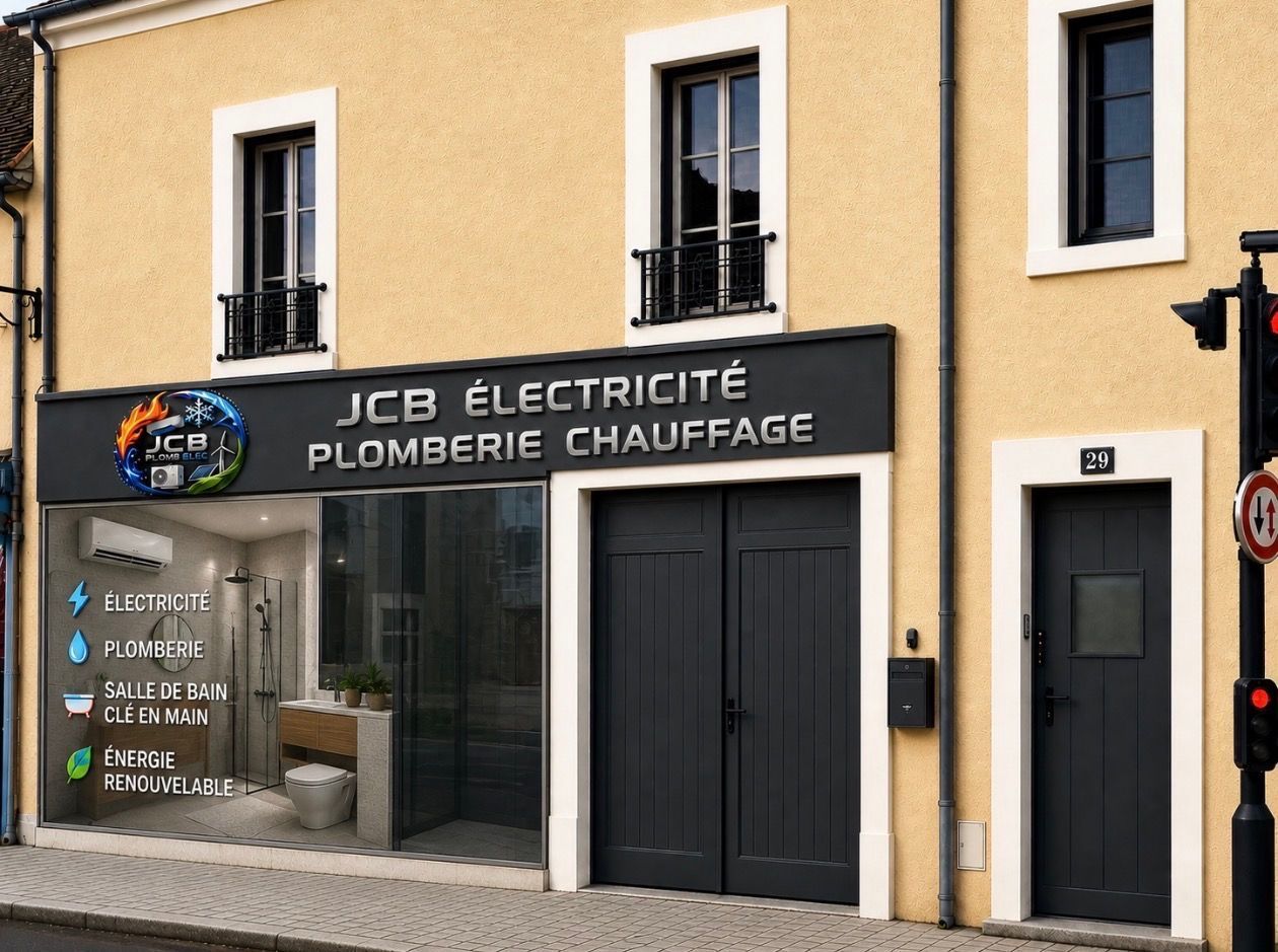 Façade de magasin avec portes vitrées, sapin de Noël décoratif et publicités pour des appareils électroménagers en vitrine.