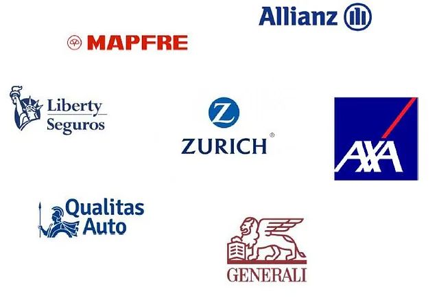 Un grupo de logotipos de seguros que incluye a Mapfre, Zurich, Allianz y Axa.