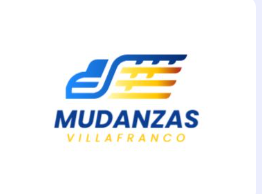 Logo de Mudanzas Villafranco en azul y amarillo sobre fondo blanco