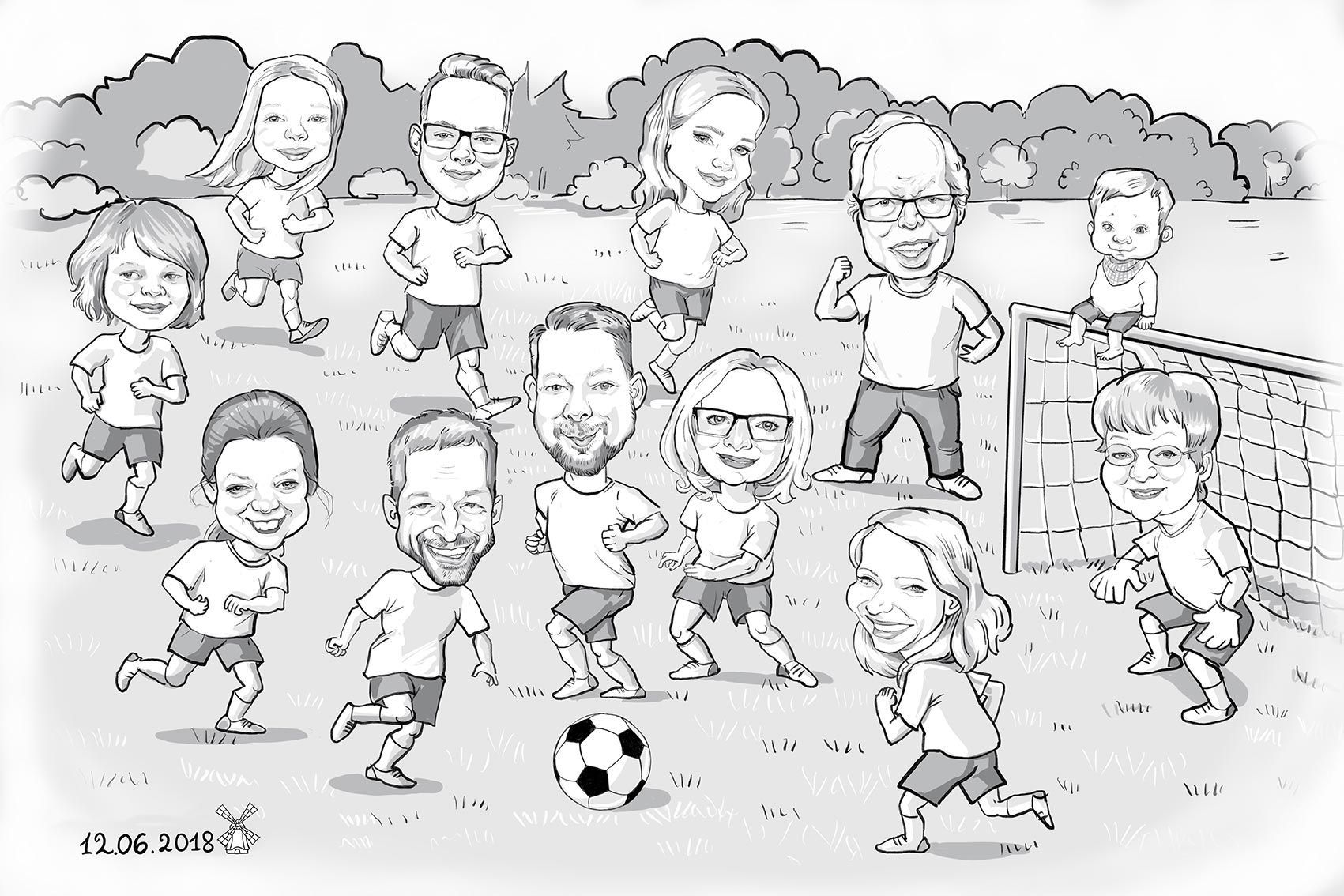 eine Gruppe von Menschen spielt Fußball auf einem Feld .