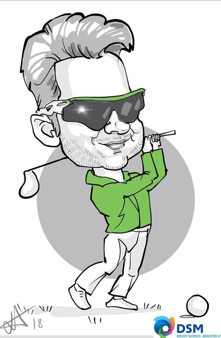 eine Karikatur eines Mannes , der einen Golfschläger hält